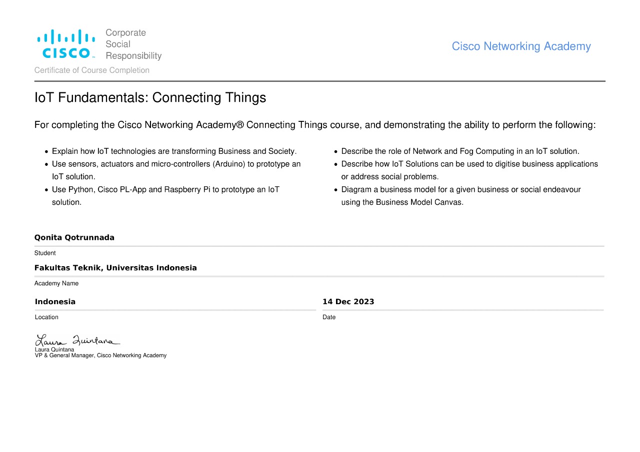 Connecting Things Cisco Networking Academy Certification